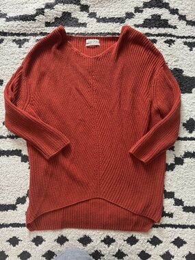 Urban Outfitters Rust Knit V-Neck Drop Shoulder Sweater